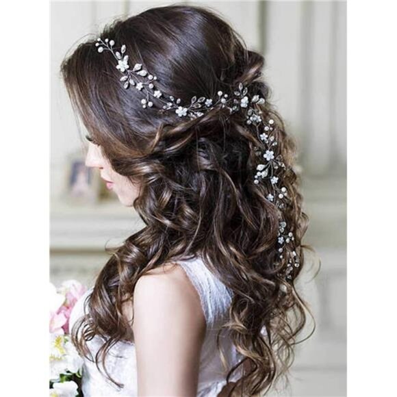 Flower Bride Wedding Hair Vine Crystal Bridal Headbands Flower Girls Headpiece - Picture 1 of 8